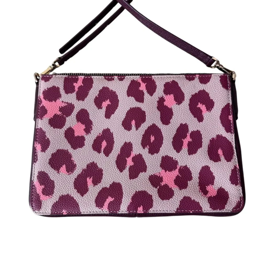 Kate Spade New York margaux leopard medium convertible crossbody bag Burgundy